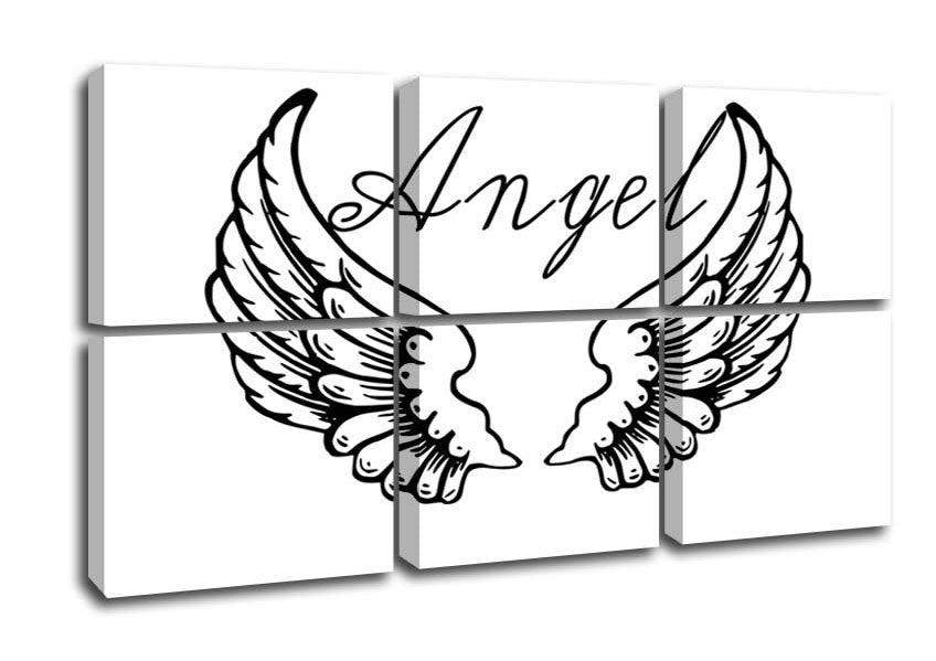 Angel Wings 4 White canvas art mounted on a box frame, featuring delicate angel wings design.