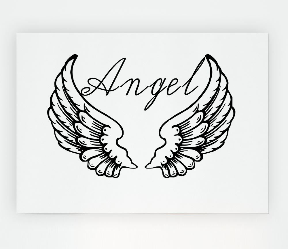 Angel Wings 4 White canvas poster featuring elegant angel wings design on a high-quality canvas.