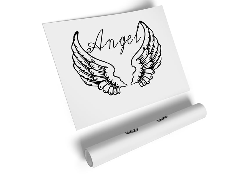 Angel Wings 4 White canvas poster featuring elegant angel wings design on a high-quality canvas.