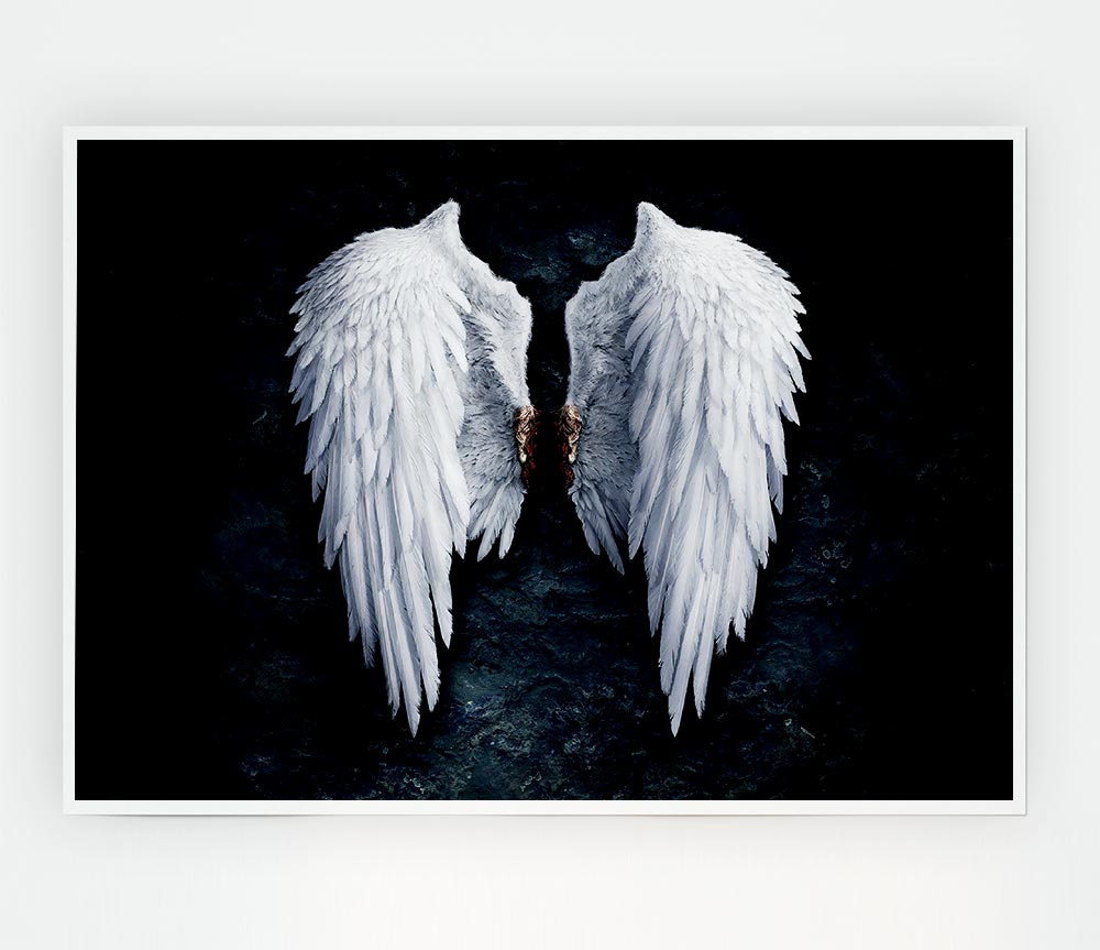 A beautiful canvas poster featuring angel wings, showcasing intricate details and soft colors, perfect for home decor.