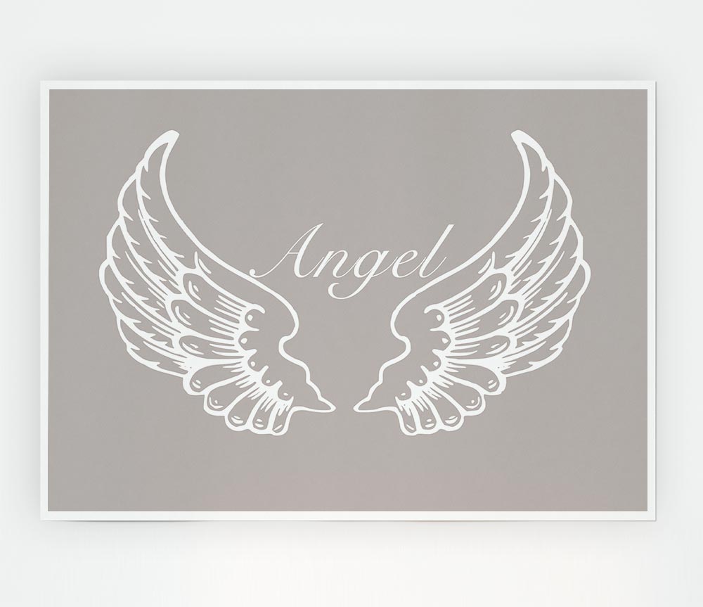 Angel Wings Beige canvas poster featuring delicate angel wings design on a neutral beige background, perfect for home decor.