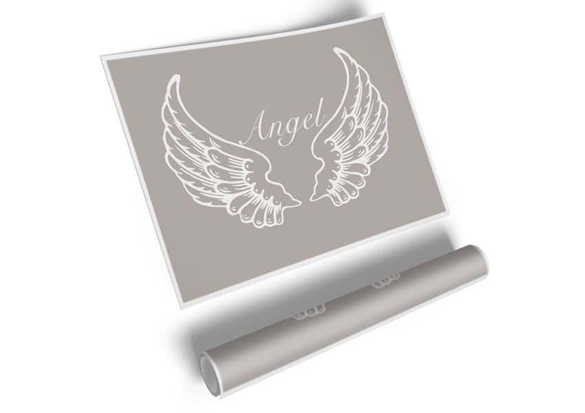 Angel Wings Beige canvas poster featuring delicate angel wings design on a neutral beige background, perfect for home decor.