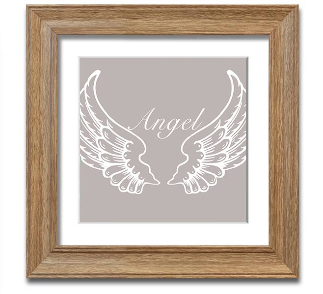 Angel Wings Beige Square Framed Print with elegant design, handmade in the UK, ready to hang.