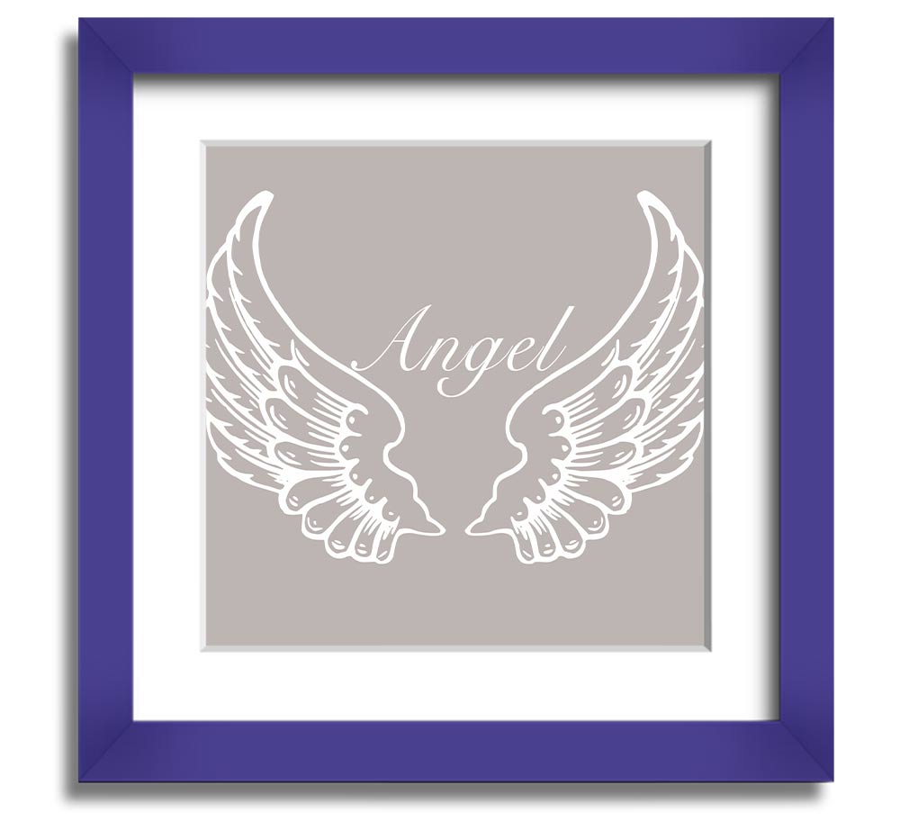 Angel Wings Beige Square Framed Print with elegant design, handmade in the UK, ready to hang.