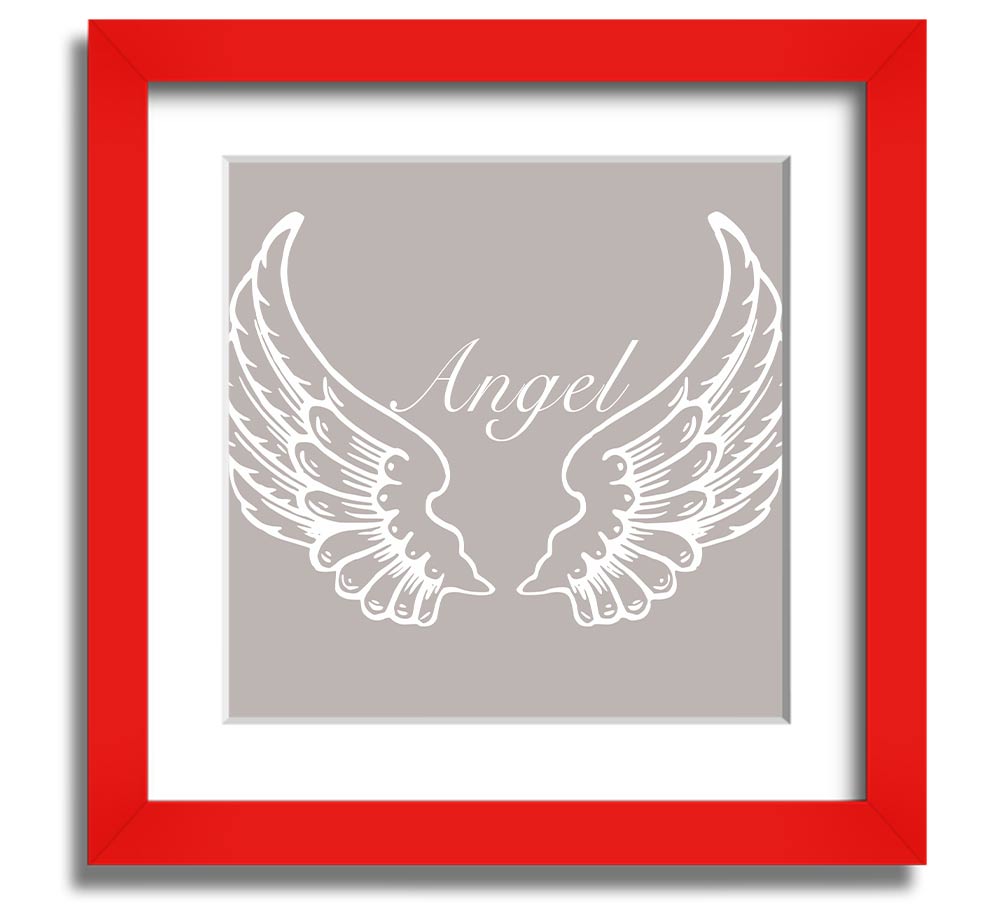 Angel Wings Beige Square Framed Print with elegant design, handmade in the UK, ready to hang.