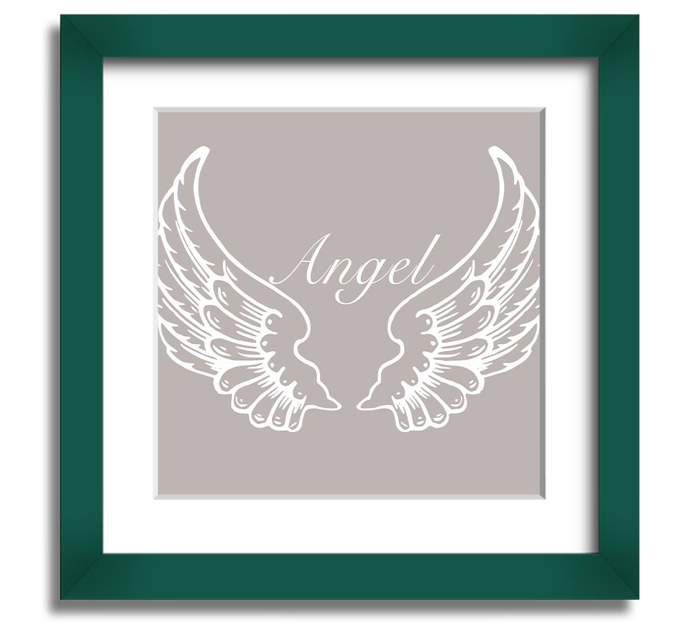 Angel Wings Beige Square Framed Print with elegant design, handmade in the UK, ready to hang.