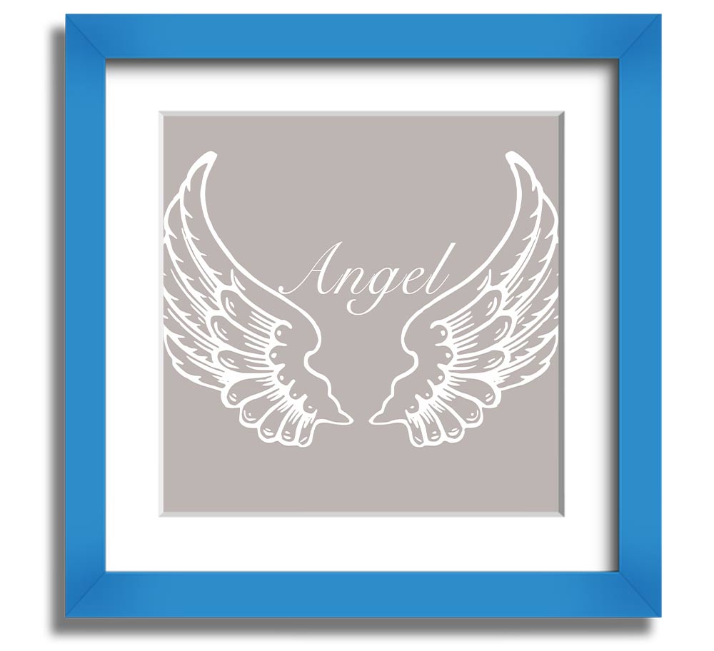 Angel Wings Beige Square Framed Print with elegant design, handmade in the UK, ready to hang.