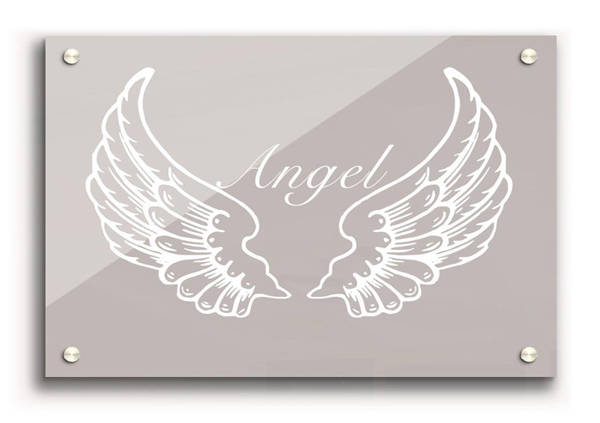 Angel Wings Beige acrylic print on 5mm thick acrylic glass, showcasing a beautiful design ready to hang.