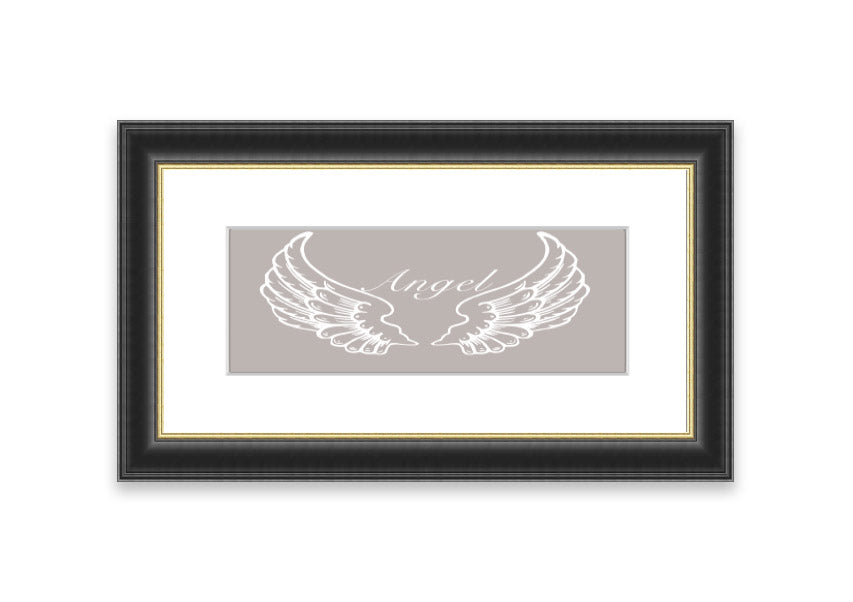 Angel Wings Beige framed print with elegant design, available in various frame colors, handmade in the UK.