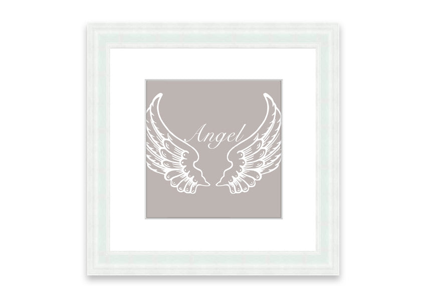 Angel Wings Beige framed print with elegant design, available in various frame colors, handmade in the UK.