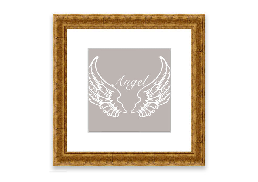 Angel Wings Beige framed print with elegant design, available in various frame colors, handmade in the UK.