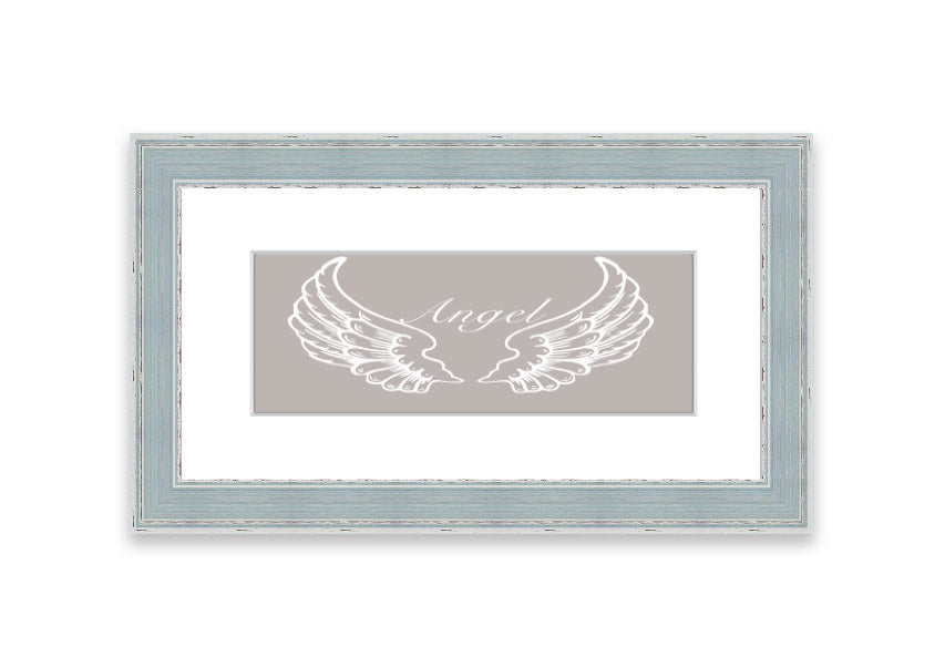 Angel Wings Beige framed print with elegant design, available in various frame colors, handmade in the UK.