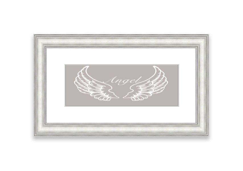 Angel Wings Beige framed print with elegant design, available in various frame colors, handmade in the UK.