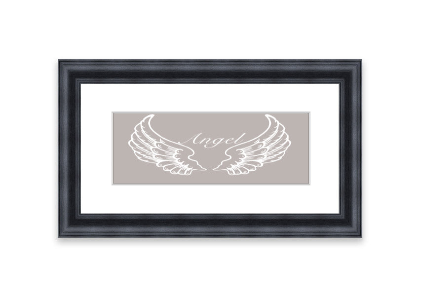 Angel Wings Beige framed print with elegant design, available in various frame colors, handmade in the UK.