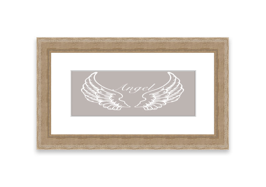 Angel Wings Beige framed print with elegant design, available in various frame colors, handmade in the UK.