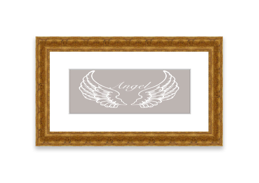 Angel Wings Beige framed print with elegant design, available in various frame colors, handmade in the UK.