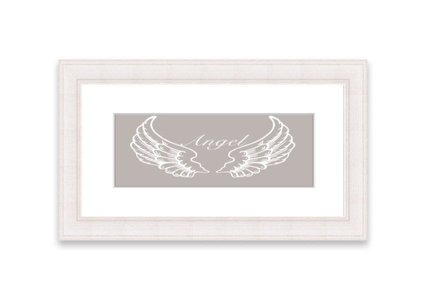 Angel Wings Beige framed print with elegant design, available in various frame colors, handmade in the UK.