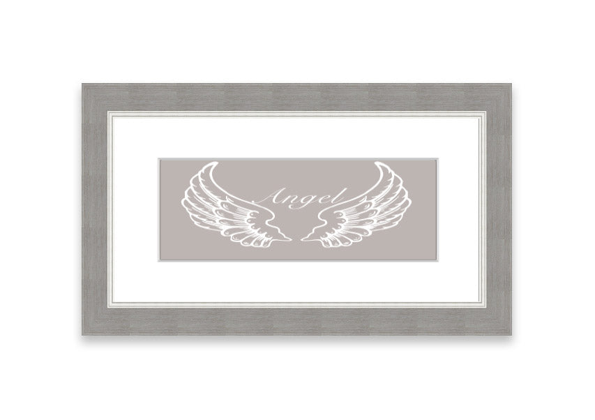 Angel Wings Beige framed print with elegant design, available in various frame colors, handmade in the UK.