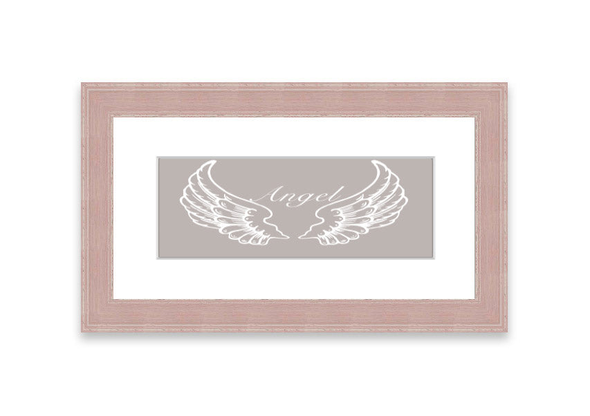 Angel Wings Beige framed print with elegant design, available in various frame colors, handmade in the UK.