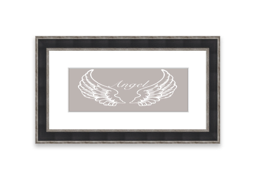 Angel Wings Beige framed print with elegant design, available in various frame colors, handmade in the UK.