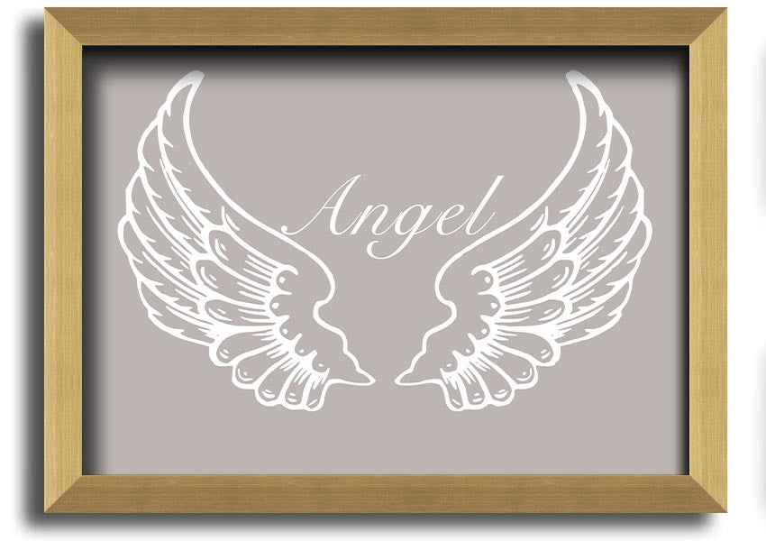 Angel Wings Beige framed print showcasing delicate angel wings design, elegantly framed and ready to hang.