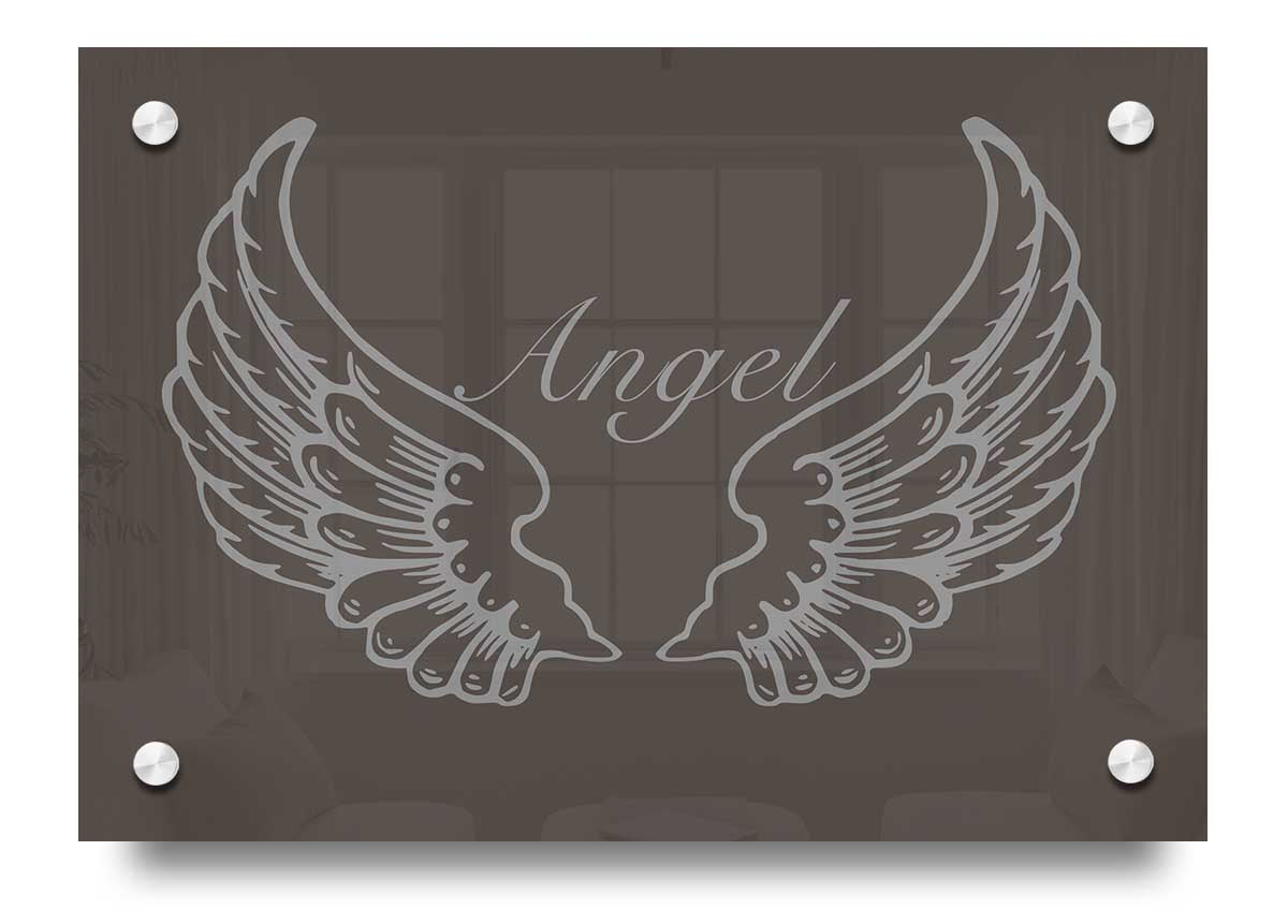 Angel Wings Chocolate acrylic print on 5mm thick glass, featuring vibrant colors and a stunning design, ready to hang on the wall.