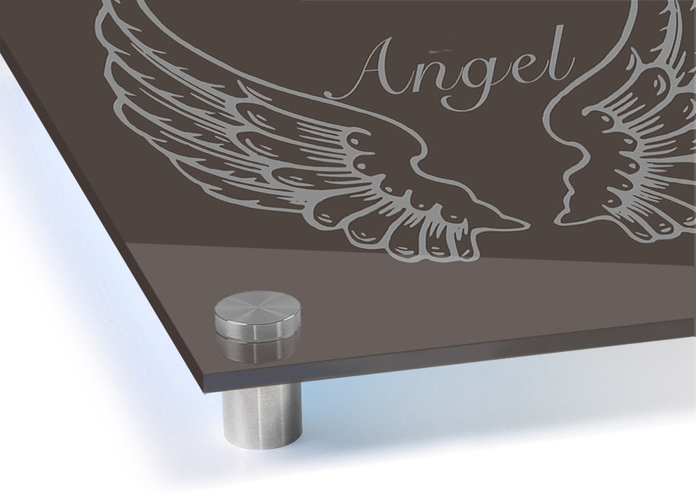 Angel Wings Chocolate acrylic print on 5mm thick glass, featuring vibrant colors and a stunning design, ready to hang on the wall.