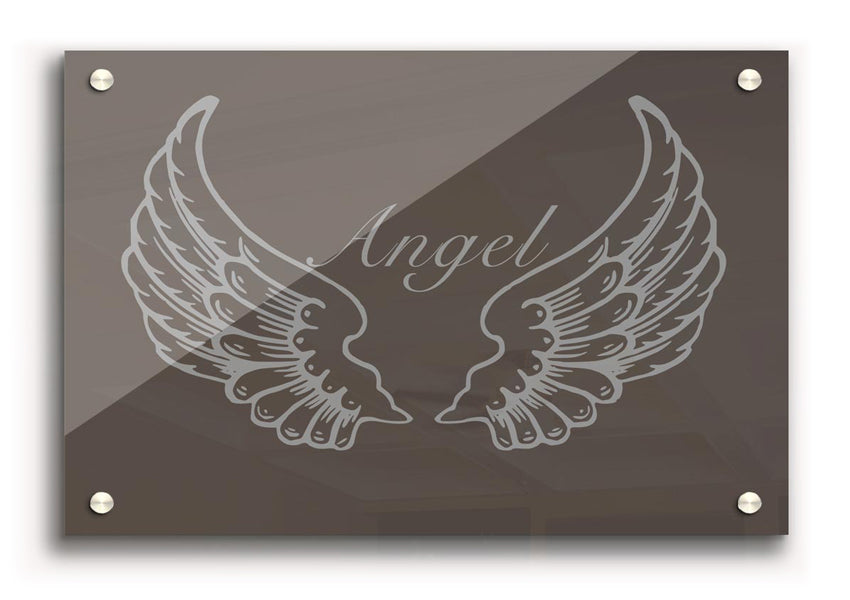 Angel Wings Chocolate acrylic print on 5mm thick glass, featuring vibrant colors and a stunning design, ready to hang on the wall.