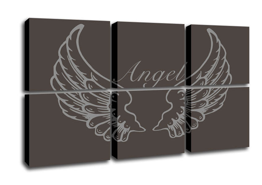 Angel Wings Chocolate canvas art mounted on a box frame, showcasing intricate wing designs in vibrant colors.