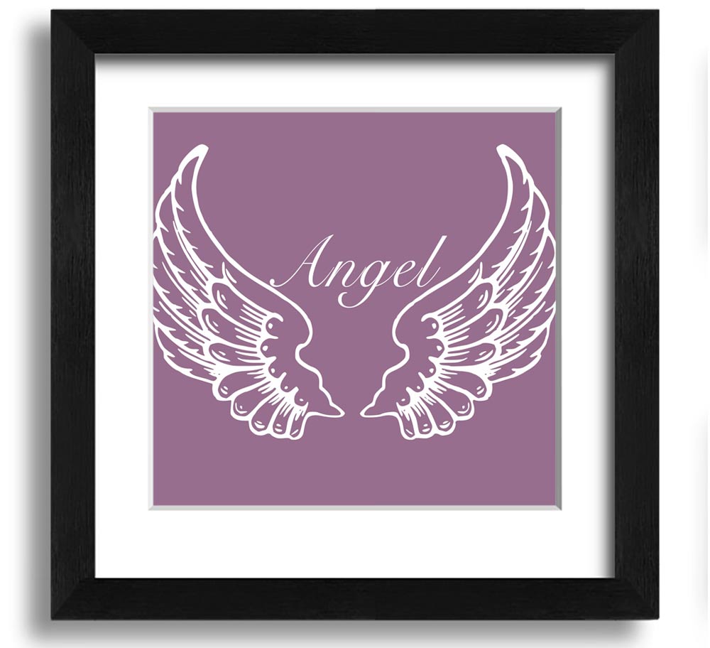 Angel Wings Dusty Pink Square Framed Print with a delicate design, framed in a stylish color, ready to hang.