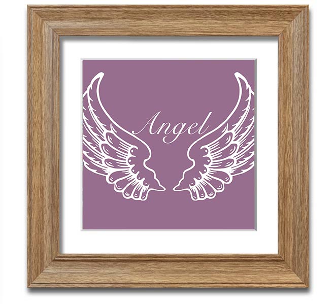 Angel Wings Dusty Pink Square Framed Print with a delicate design, framed in a stylish color, ready to hang.