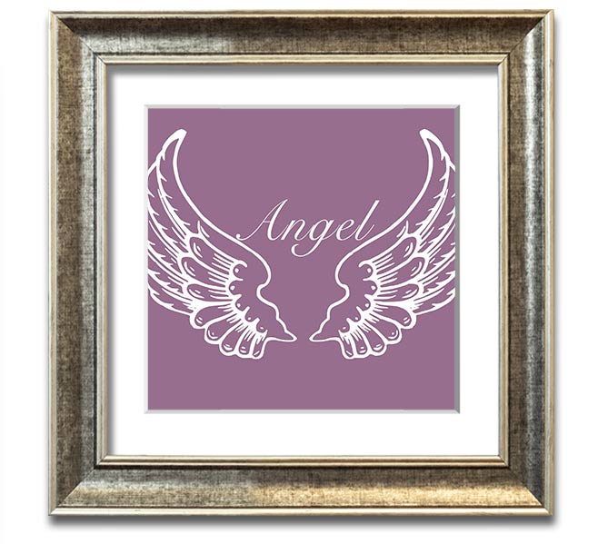 Angel Wings Dusty Pink Square Framed Print with a delicate design, framed in a stylish color, ready to hang.