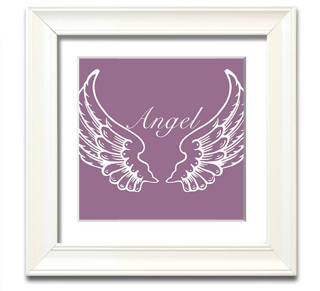 Angel Wings Dusty Pink Square Framed Print with a delicate design, framed in a stylish color, ready to hang.