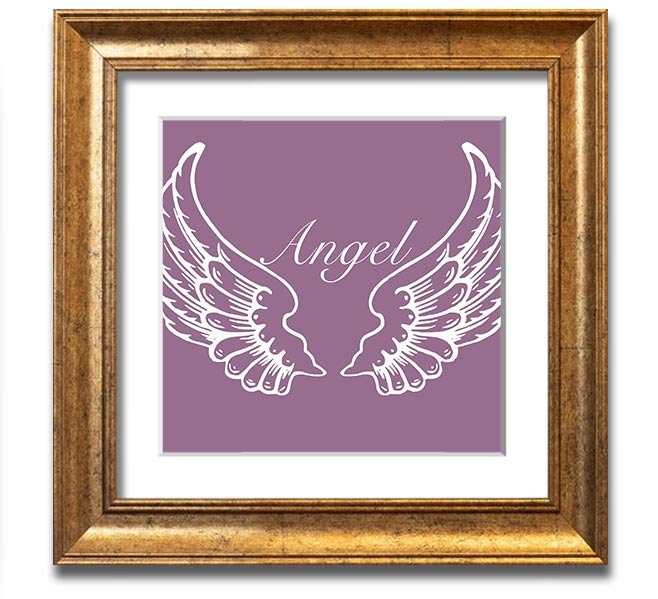 Angel Wings Dusty Pink Square Framed Print with a delicate design, framed in a stylish color, ready to hang.