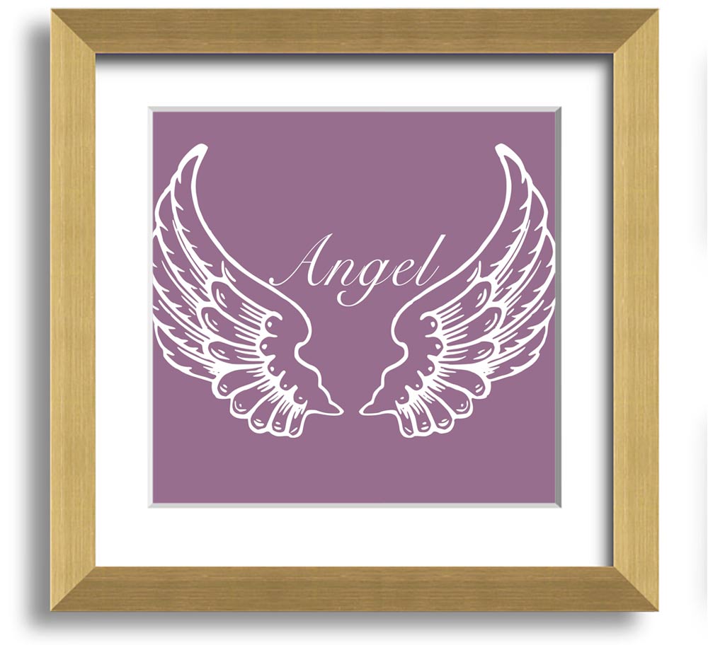 Angel Wings Dusty Pink Square Framed Print with a delicate design, framed in a stylish color, ready to hang.