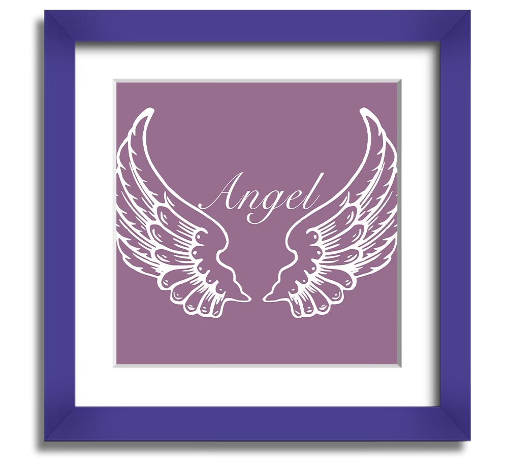 Angel Wings Dusty Pink Square Framed Print with a delicate design, framed in a stylish color, ready to hang.