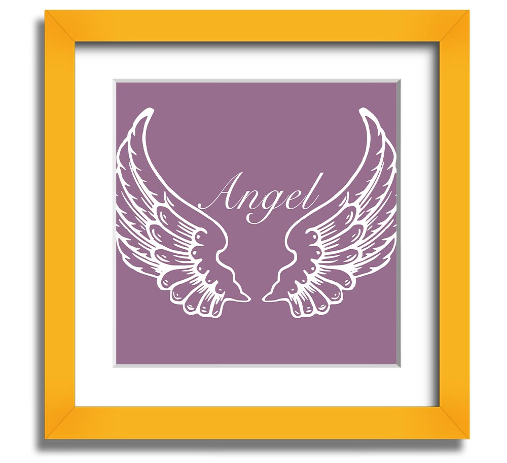 Angel Wings Dusty Pink Square Framed Print with a delicate design, framed in a stylish color, ready to hang.