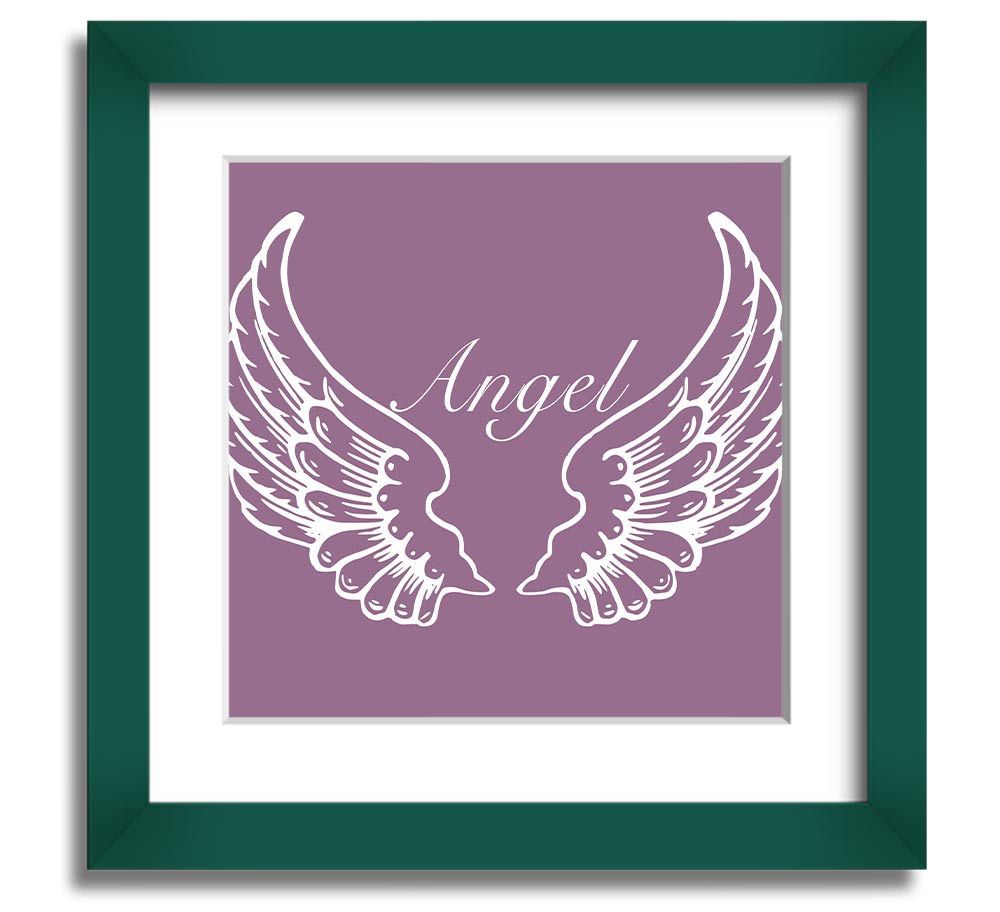 Angel Wings Dusty Pink Square Framed Print with a delicate design, framed in a stylish color, ready to hang.