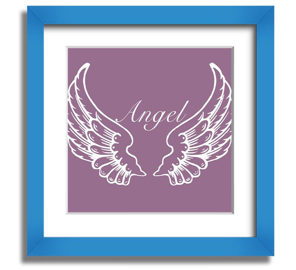 Angel Wings Dusty Pink Square Framed Print with a delicate design, framed in a stylish color, ready to hang.