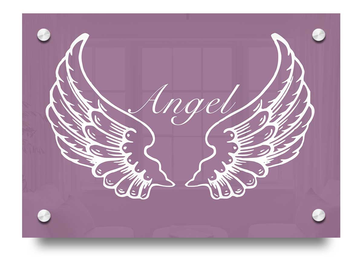 Angel Wings Dusty Pink acrylic print on 5mm thick acrylic glass, showcasing a delicate design in soft pink tones.