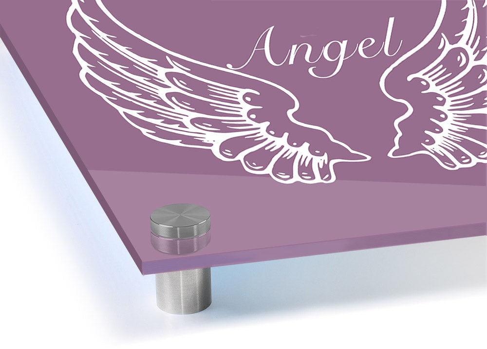 Angel Wings Dusty Pink acrylic print on 5mm thick acrylic glass, showcasing a delicate design in soft pink tones.