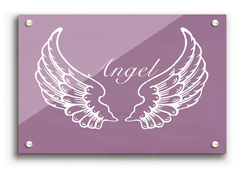 Angel Wings Dusty Pink acrylic print on 5mm thick acrylic glass, showcasing a delicate design in soft pink tones.