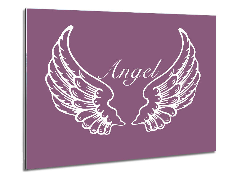 Angel Wings Dusty Pink artwork printed on brushed aluminium dibond, showcasing elegant wings in soft pink tones.