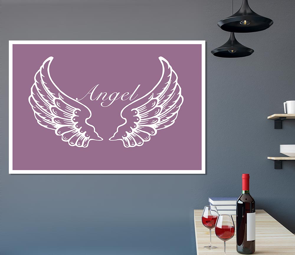 Angel Wings Dusty Pink canvas poster featuring delicate wings in soft pink tones, perfect for home decor.