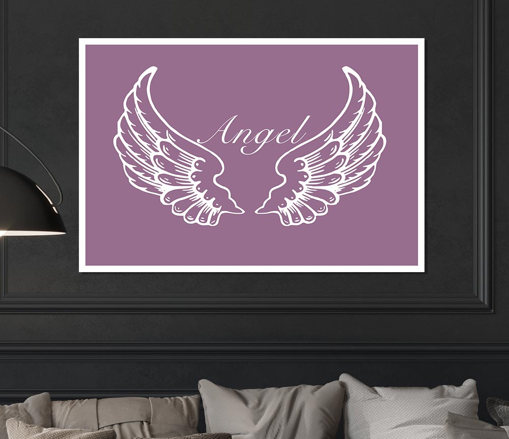 Angel Wings Dusty Pink canvas poster featuring delicate wings in soft pink tones, perfect for home decor.