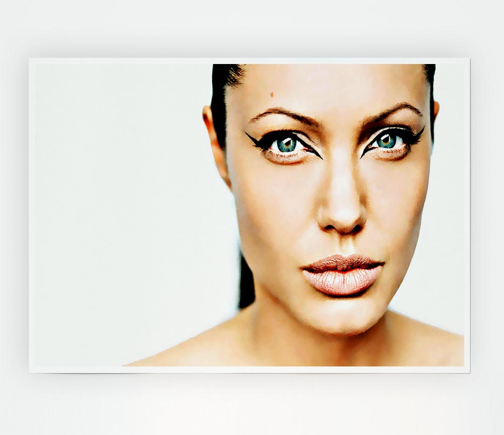 Angelina Jolie Cat Eyes poster on high-quality canvas, showcasing her captivating gaze.