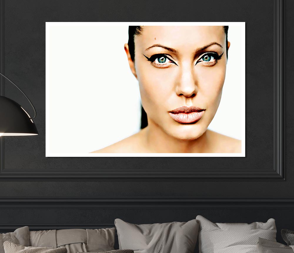 Angelina Jolie Cat Eyes poster on high-quality canvas, showcasing her captivating gaze.