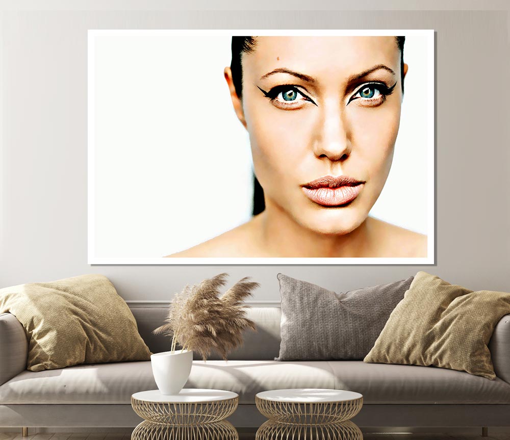 Angelina Jolie Cat Eyes poster on high-quality canvas, showcasing her captivating gaze.