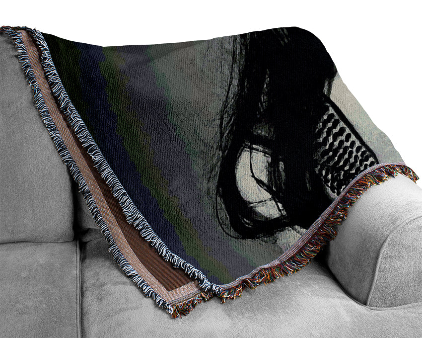 Angelina Jolie Dragon Tattoo throw blanket made from 100% cotton, featuring a luxurious thermal weave design, perfect for bed or couch.