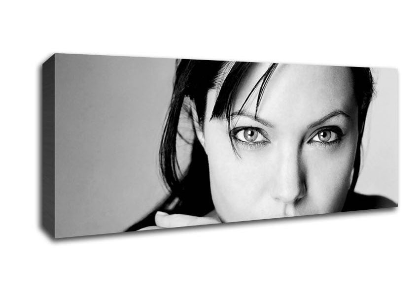 Angelina Jolie Intimate canvas art mounted on a 44mm box frame, showcasing vibrant colors and elegant design.